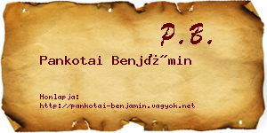 Pankotai Benjámin névjegykártya
